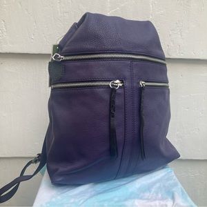 NEW orYANY purple (eggplant) pebble leather backpack bag.